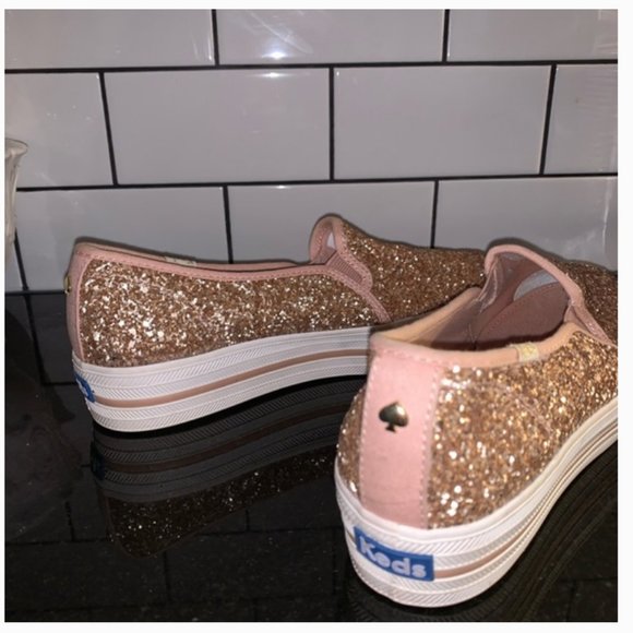 KATE SPADE keds triple decker glitter pink shoes 6 - Picture 9 of 12